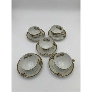 Antique Noritake chelsea 5 Tea Cup and Saucer Set Made in Japan